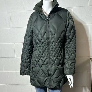 EDDIE BAUER Down 3/4 Length Parka Green M EUC 1st quality